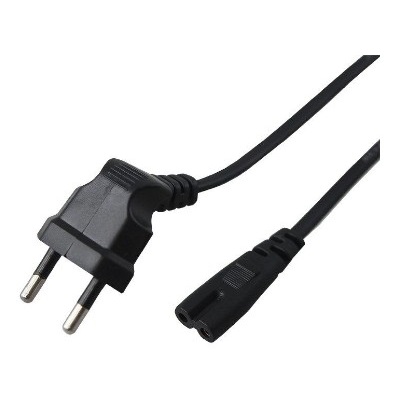 Шнур сетевой, вилка угловая - евроразъем С7, кабель 2x0,5 мм², длина 1,5 метра (PE пакет) (11-1103)