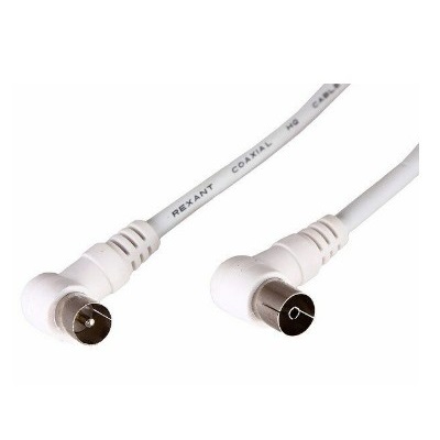 Шнур ТВ гнездо - ТВ штекер, угловой, 1,5м, белый (18-0022)