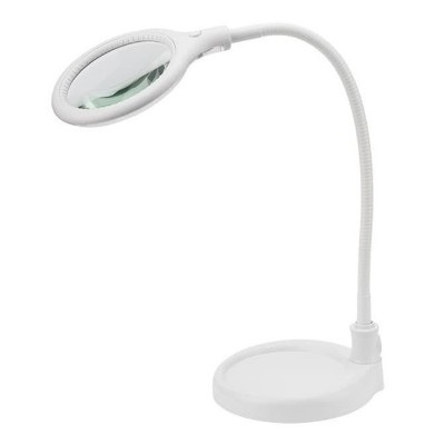 Лупа настольная 3D с подсветкой 30 SMD LED, подставка+прищепка, ø95мм, белая (31-0247)