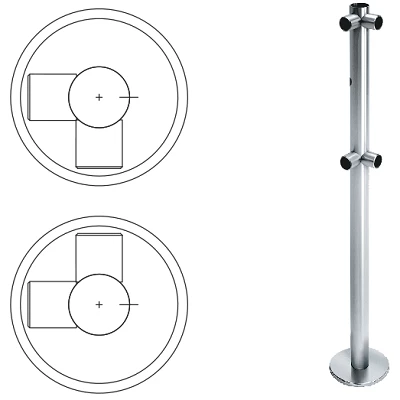 Стойка ограждения съемная L-образная с отверстием под фиксатор, 2 муфты слева (ВЗР 1996Р.21-06)