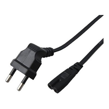 Шнур сетевой, вилка угловая - евроразъем С7, кабель 2x0,5 мм², длина 1,5 метра (PE пакет) (11-1103)