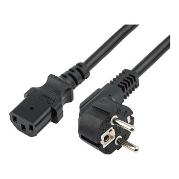 Шнур сетевой, евровилка угловая - евроразъем С13, кабель 3x0,75 мм², длина 3 метра (PVC пакет) (11-1132)