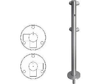 Стойка ограждения  съемная L-образная с отверстием под фиксатор, 2 муфты справа (ВЗР 1996Р.21-05)