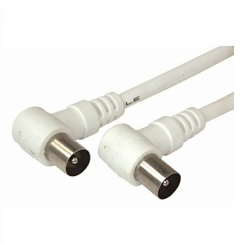 Шнур ТВ штекер - ТВ штекер, угловой, 1,5м, белый (18-0112)