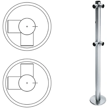 Стойка ограждения съемная L-образная с отверстием под фиксатор, 2 муфты слева (ВЗР 1996Р.21-06)