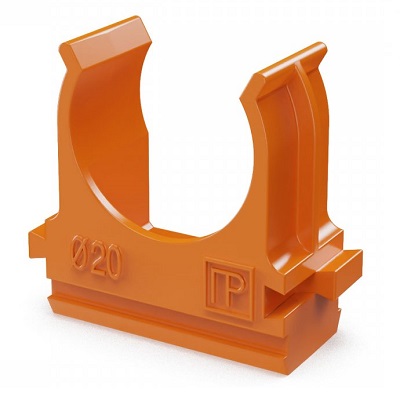 Крепёж-клипса для труб АБС-пластик оранжевая d20 мм (100шт/1500шт уп/кор) (PR13.0064)