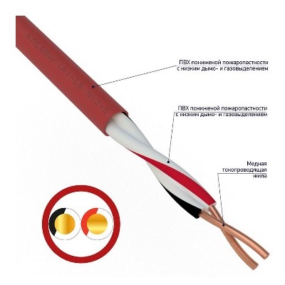 Кабель для пожарной сигнализации КПСВВнг(А)-LS 1x2x0,75мм², бухта 200м (01-4861)