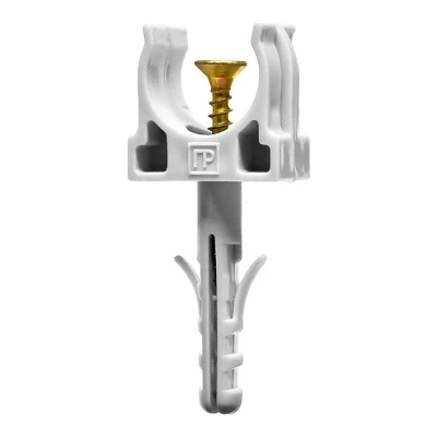 Крепеж-клипса с дюбелем и саморезом серая d16 мм (100шт/1500шт уп/кор) (PR13.0215)