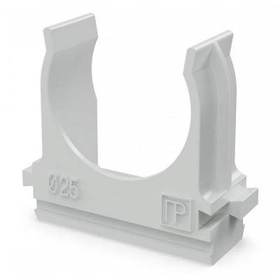 Крепеж-клипса для труб Полистирол d25 мм (10шт/500шт уп/кор) (PR.02725м)
