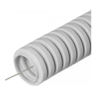 Труба гофрированная ПВХ серая с/з d16 мм (50м/уп) Строитель (PR.031650)