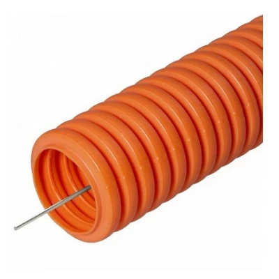 Труба гофрир. ПНД лёгкая 350 Н не распространяющая горение оранжевая  д20 (100м) PR.022033