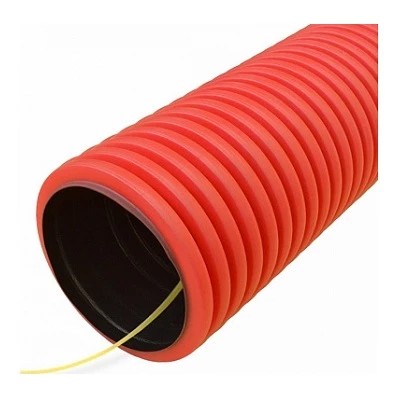 Труба гофрированная двустенная ПНД гибкая 1100Н (SN23) с/з красная d110 мм (50м/уп) (PR15.0247)