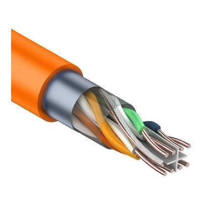 Кабель витая пара F/UTP, CAT 6, ZH нг(А)-HF, 4PR, 23AWG, INDOOR, SOLID, оранжевый (01-0151)