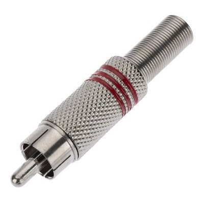 Разъем штекер RCA металл под винт черный/красный (14-0410)