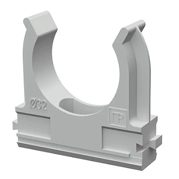 Крепёж-клипса для труб d32 мм безгалогенная (HF) атмосферостойкая серая (25шт/500шт уп/кор) (PR13.0347)