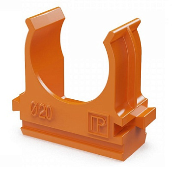 Крепёж-клипса для труб АБС-пластик оранжевая d20 мм (100шт/1500шт уп/кор) (PR13.0064)