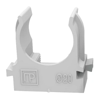 Крепеж-клипса для труб для прямого монтажа серая в п/э d20 мм