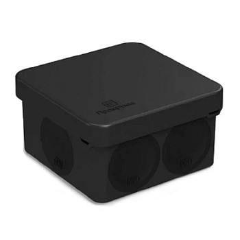 Коробка распределительная 60-0200-9005 для прямого монтажа двухкомпонентная безгалогенная (HF) черная 70х70х40 (150шт/кор) (60-0200-9005)