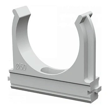 Крепёж-клипса для труб d50 мм безгалогенная (HF) атмосферостойкая серая (10шт/200шт уп/кор) (PR13.0349)