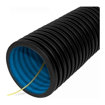 Труба гофрированная двустенная ПНД гибкая тип 450 (SN9) стойкая к ультрафиолету не распространяющая горение с/з черная d125 мм (50м/уп) (PR15.0145)