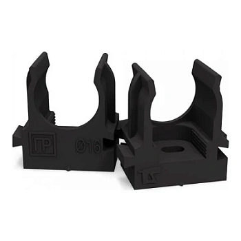 Крепеж-клипса для труб для прямого монтажа черная в п/э d16 мм