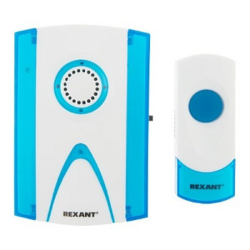 Беспроводной дверной звонок 32 мелодии 100м кнопка IP44 (белый/синий) RX-3 (73-0030)