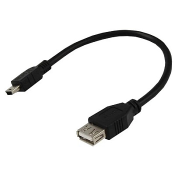 Шнур mini USB (male) - USB-A (female) 0. 2M черный (18-1132-2)