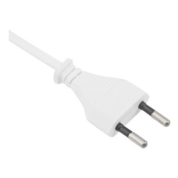 Шнур сетевой, вилка плоская без розетки, кабель 2x0.5 мм², длина 1,5 метра, белый (11-1111)