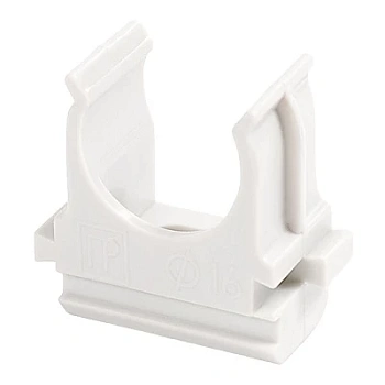 Крепёж-клипса для труб Полистирол белая d20 мм (100шт/1500шт уп/кор) (PR.02720б)