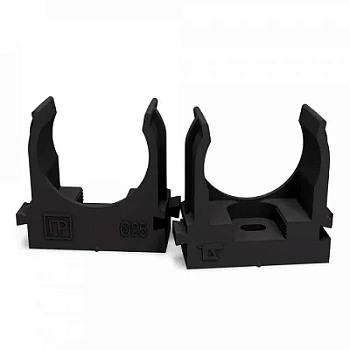 Крепеж-клипса для труб для прямого монтажа черная в п/э d25 мм