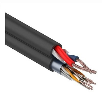 Мульти-кабель FTP 4PR 24AWG CAT5e + 2х0. 75мм². , 200м. , черный, OUTDOOR (01-4044)