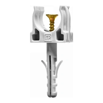 Крепеж-клипса с дюбелем и саморезом серая d25 мм (100шт/900шт уп/кор) (PR13.0217)