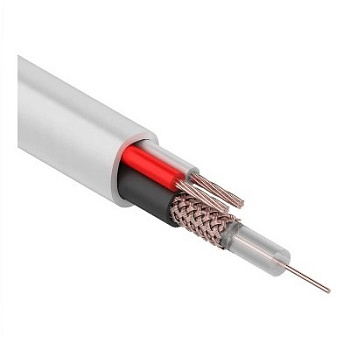 Кабель для видеонаблюдения КВОС + 2х0. 5мм², 100м, белый (01-4051)