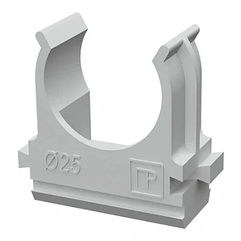 Крепёж-клипса для труб Полистирол белая d25 мм (100шт/1000шт уп/кор) (PR.02725б)