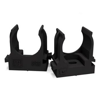 Крепёж-клипса для труб Полистирол черная d20 мм (100шт/1500шт уп/кор) (PR.02720ч)