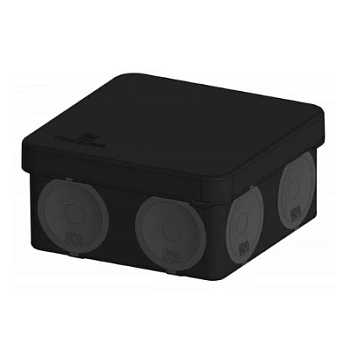 Коробка распределительная 60-0210-9005 для прямого монтажа двухкомпонентная безгалогенная (HF) черная 80х80х40 (132шт/кор) (60-0210-9005)