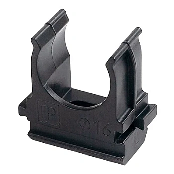 Крепёж-клипса для труб Полистирол черная d16 мм в малой упаковке (10шт/1000шт уп/кор) (PR13.0209)