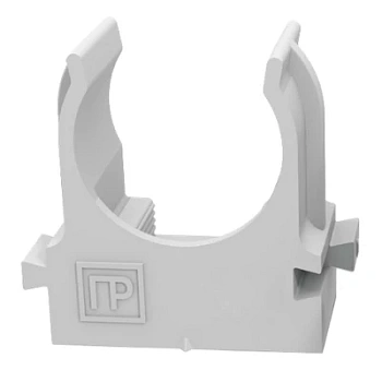 Крепеж-клипса для труб для прямого монтажа серая в п/э d16 мм