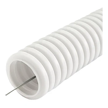 Труба гофрированная ПЛЛ тяжелая безгалогенная (HF) негорючая (НГ) белая с/з d25 мм (50м/2600м уп/пал) (PR02.0241)