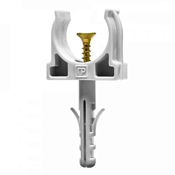 Крепеж-клипса с дюбелем и саморезом серая d20 мм (100шт/1200шт уп/кор) (PR13.0216)