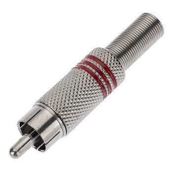 Разъем штекер RCA металл под винт черный/красный (14-0410)